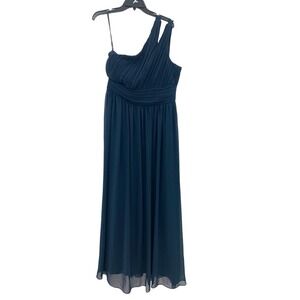 Levkoff 7059 One Shoulder Bridesmaid Prom Cocktail Crepe Dress Navy Blue 12